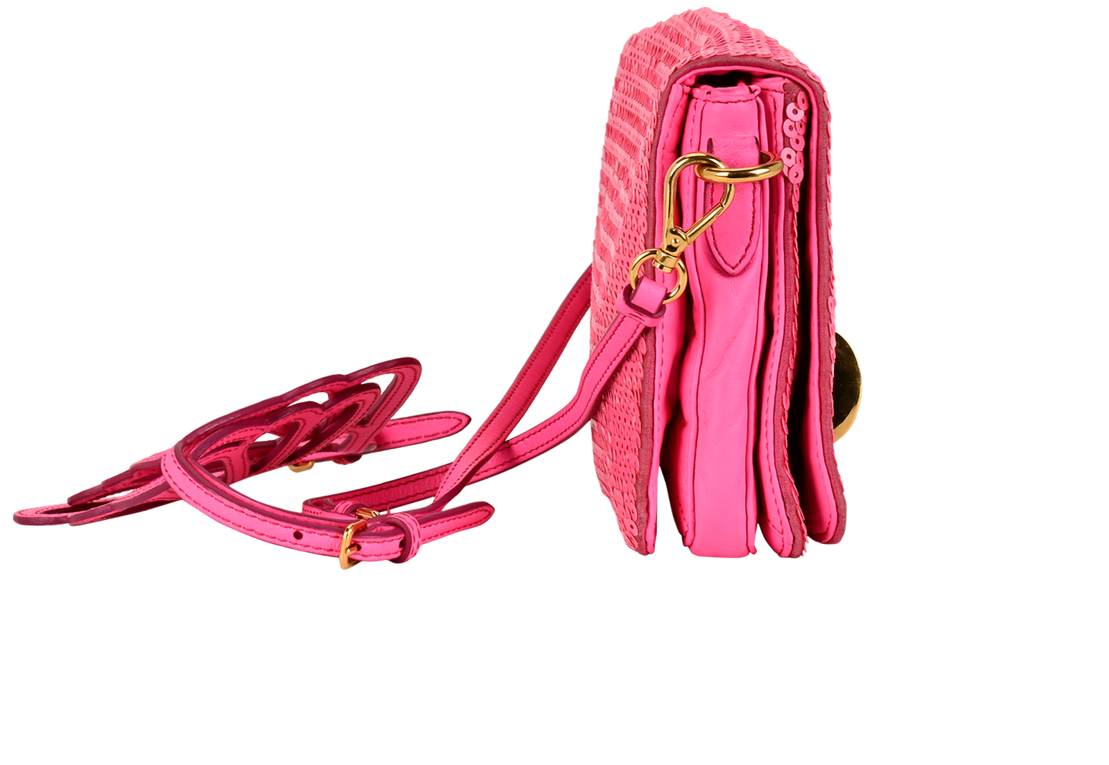 Sequin Crossbody, &pound;360, Handbags, Pink, Leather, Side view